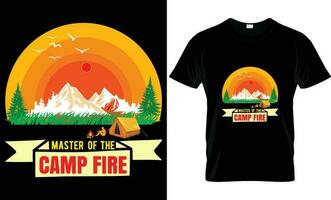 landskap t skjorta design. camping ,unik, typografi, berg och utomhus- t-shirt design. vektor