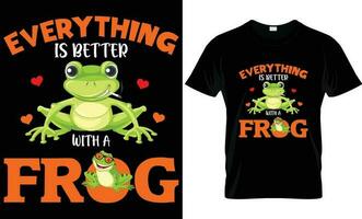 Frosch T-Shirt Design. kreativ und einzigartig Frosch Maskottchen T-Shirt Design. Typografie t Shirt, Typografie Frosch t Hemd Design vektor