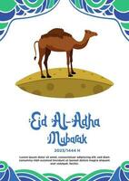 Poster Vorlage Blau und Grün abstrakt Thema von glücklich eid al-adha mit Kamel Illustration vektor