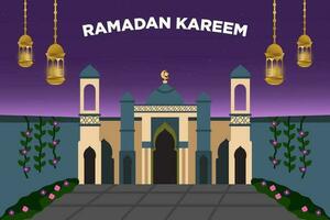 schön Moschee Vektor Illustration mit Ramadan Atmosphäre