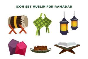 Symbol einstellen Muslim zum Ramadan Vektor Illustration Objekte