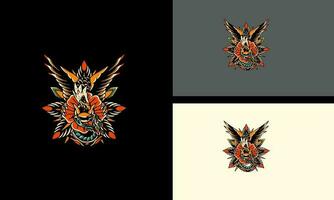 Örn och blommor vektor illustration maskot design