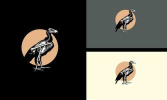 schwarz Vogel Schädel Vektor Illustration Design