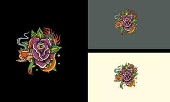 Blumen mit Augen Vektor Illustration eben Design