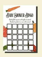 lokalt vuxen bondens marknadsföra tema bebis dusch bingo spel vektor