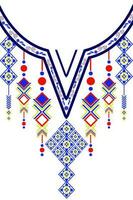 etnisk krage spets mönster traditionell på vit bakgrund. aztec stil broderi abstrakt vektor illustration. mönster för mode, mode kvinnor, kaftan för kvinnor