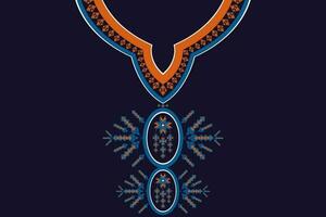 etnisk krage spets mönster traditionell på svart bakgrund. halsband broderi abstrakt vektor illustration. mönster för mode, mode män, mode kvinnor, kaftan, krage mönster, halsband mönster