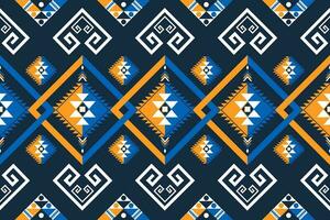 ethnisch geometrisch nahtlos Muster. geometrisch dunkel Blau Hintergrund. Design zum Stoff, Kleidung, dekorativ Papier, Verpackung, Stickerei, Illustration, Vektor, Batik Muster, ethnisch Muster vektor