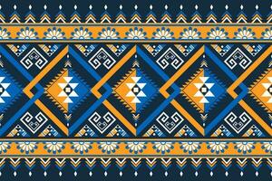 ethnisch geometrisch nahtlos Muster. geometrisch dunkel Blau Hintergrund. Design zum Stoff, Kleidung, dekorativ Papier, Verpackung, Stickerei, Illustration, Vektor, Batik Muster, ethnisch Muster vektor