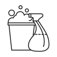 Reinigung des Desinfektionseimers und der Sprühflaschenausrüstung Symbol für das Symbol für die Produktlinie der Coronavirus-Prävention vektor