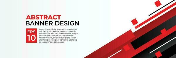 abstrakt Banner Vektor, modern Hintergrund horizontal mit geometrisch rot Weiß und schwarz Farbe zum Technologie und Sport Thema vektor