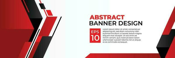 abstrakt Banner Vektor, modern Hintergrund horizontal mit geometrisch rot Weiß und schwarz Farbe zum Technologie und Sport Thema vektor