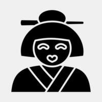 ikon geisha. japan element. ikoner i glyf stil. Bra för grafik, affischer, logotyp, annons, infografik, etc. vektor