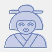 ikon geisha. japan element. ikoner i två tona stil. Bra för grafik, affischer, logotyp, annons, infografik, etc. vektor