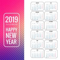 Bunter Hintergrund der Kalender 2019 Schablone vektor