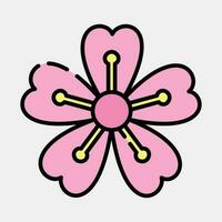 Symbol Sakura Pflaume Blüte. Japan Elemente. Symbole im gefüllt Linie Stil. gut zum Drucke, Poster, Logo, Werbung, Infografiken, usw. vektor