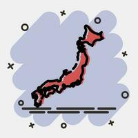 Symbol Japan Karte. Japan Elemente. Symbole im Comic Stil. gut zum Drucke, Poster, Logo, Werbung, Infografiken, usw. vektor