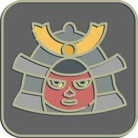 Symbol Samurai. Japan Elemente. Symbole im geprägt Stil. gut zum Drucke, Poster, Logo, Werbung, Infografiken, usw. vektor