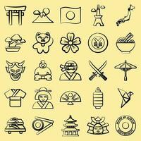 Symbol einstellen von Japan. Japan Elemente. Symbole im Hand gezeichnet Stil. gut zum Drucke, Poster, Logo, Werbung, Infografiken, usw. vektor