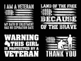 Veteran t Hemd Design bündeln, Vektor Veteran Tag t Hemd Design, Armee, Militär- Hemd Typografie t Hemd Design Sammlung