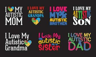autism t skjorta design bunt, vektor autism t skjorta design, autism skjorta, autism typografi t skjorta design samling
