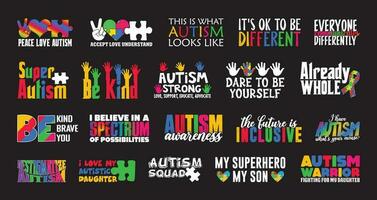Autismus t Hemd Design bündeln, Vektor Autismus t Hemd Design, Autismus Shirt, Autismus Typografie t Hemd Design Sammlung
