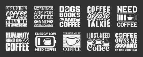 kaffe t skjorta design bunt, vektor kaffe t skjorta design, kaffe skjorta, kaffe typografi t skjorta design samling