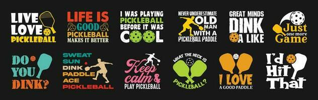 pickleball t skjorta design bunt, vektor pickleball t skjorta design, pickleball skjorta, pickleball typografi t skjorta design samling