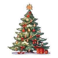 gran träd med dekorationer, jul träd vektor