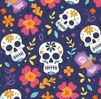 hand dragen dia de muertos mönster bakgrund vektor