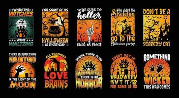 Halloween t Hemd Design bündeln, Zitate Über Halloween, Halloween t Shirt, Halloween Jahrgang t Hemd Design Sammlung vektor