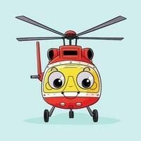 rädda helikopter. tecknad serie ritad för hand helikopter. luft ambulans helikopter vektor