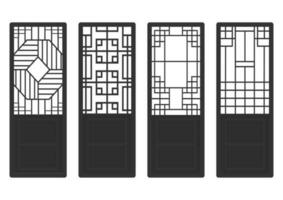 traditionelles koreanisches ornamentrahmenmuster. Set aus antiken Dekorationskunst für Türen und Fenster. silhouette vektor illustration.laser geschnittene platte.