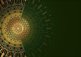 konst av traditionell indisk geometrisk. lyx mandala grafisk bakgrund. guld, mörk grön, svart dekorativ. dekorativ mönster öst stil. vektor illustration med kopia Plats.
