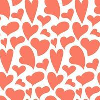 en mönster av klotter hjärtan, en ritad för hand samling av kärlek hjärtan. svullen, platt, krokig hjärtan i rosa nyanser. olika symboler av kärlek på en vit bakgrund. utskrift de bakgrund för de Semester vektor