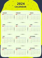 monatlich Kalender Vorlage von Jahr 2024. Vektor Design