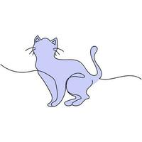 katt linje konst design illustration mall. söt silhuett av katt. lila katt Sammanträde. vektor