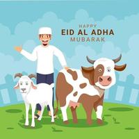 fira eid al adha med djur vektor