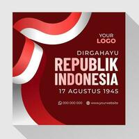 Indonesien Unabhängigkeit Tag Sozial Medien Vorlage Design vektor