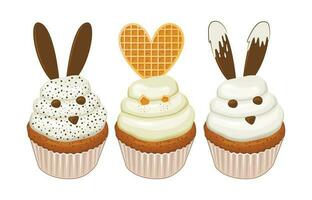 einstellen von Cupcakes frisch Bäckerei Illustration Bäckerei oder Cafe Speisekarte Essen Illustration vektor