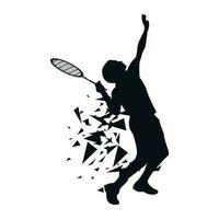 weiblich Rasen Tennis Sport Silhouette, Portion Position vektor
