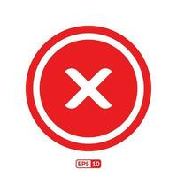 korsa mark röd platt ikon. korsa mark röd symbol eps10. vektor