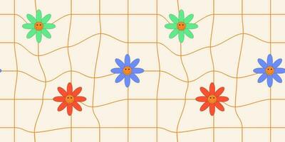 sömlös mönster blommor på en bur i retro stil. vektor platt illustration.