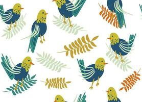 sömlös mönster fåglar i retro stil. hand dragen doodles, vektor illustration av tecken i årgång.