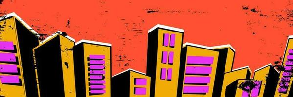 retro stad. vektor illustration i brutalism stil med textur.