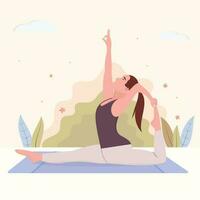 fri vektor hand dragen internationell dag av yoga platt illustration