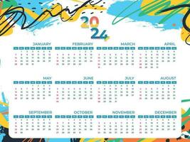 2024 Kalender abstrakt Design, modern organisch Formen vektor