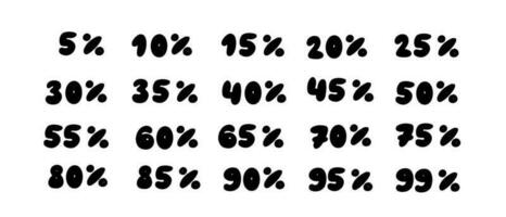 hand dragen 20 procent av svart bläck rabatt logotyp särskild erbjudande text. vektor design illustration i tecknad serie klotter stil isolerat på vit bakgrund. för baner, meny, kupong, affisch, kort.