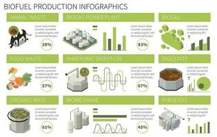 isometrisch Biotreibstoff Produktion Infografiken vektor