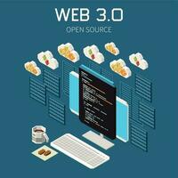 Web 3.0-Technologie isometrisch vektor